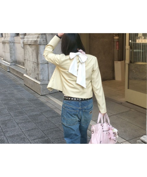 Ribbon halter-neck top/リボンホルターネックカットソー（Tシャツ