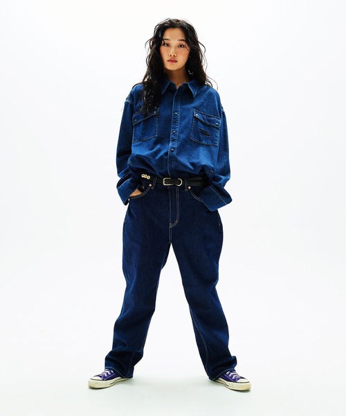 FIRST DOWN（ファーストダウン）の「デニム シャツ ブルゾン（ブルゾン・メンズ・インディゴブルー/ブラック・L/M/XL）」の4枚目の写真