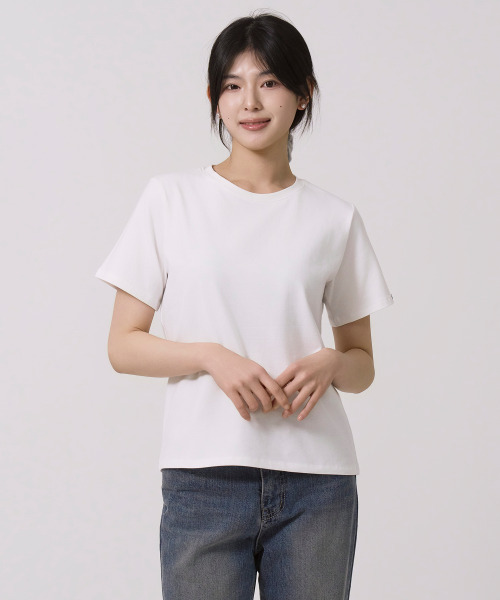 SAYUU(サユ)の「ベーシックテンション半袖Tシャツアイボリー(Tシャツ/カットソー・レディース・アイボリー・FREE)」の3枚目の写真