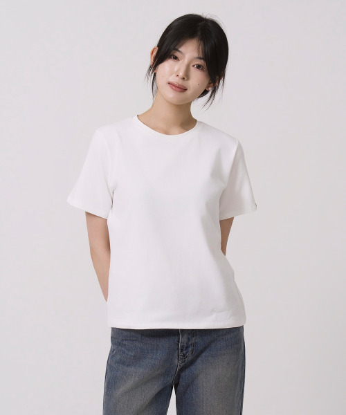 SAYUU(サユ)の「ベーシックテンション半袖Tシャツアイボリー(Tシャツ/カットソー・レディース・アイボリー・FREE)」の4枚目の写真