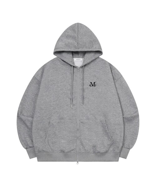 MUCENT(ムセント)の「シグネチャーベーシックロゴフードジップアップ 男女共用 (2カラー)(パーカー・レディース・バーガンディー/ライトグレー・FREE/1)」の1枚目の写真