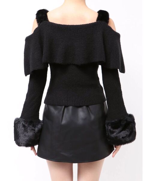 EATME（イートミー）の「フェイクファーストラップオフショルダーリブニット（ニット/セーター・レディース・アイボリー/ブラック・FREE）」の10枚目の写真