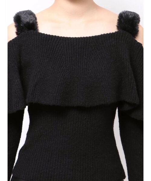 EATME（イートミー）の「フェイクファーストラップオフショルダーリブニット（ニット/セーター・レディース・アイボリー/ブラック・FREE）」の11枚目の写真