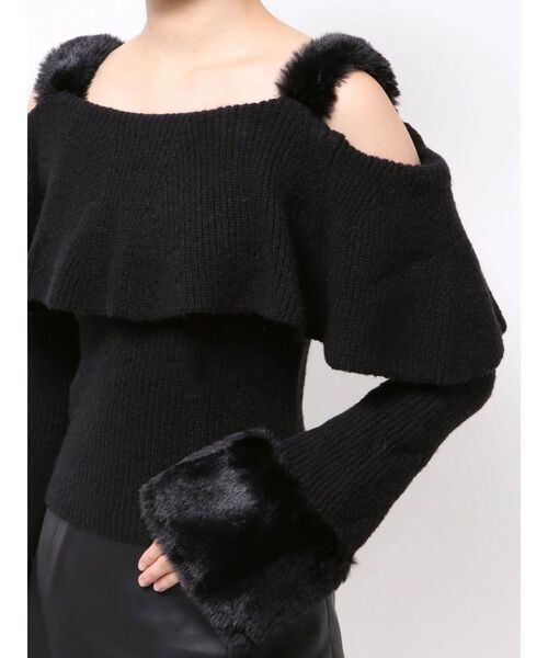 EATME（イートミー）の「フェイクファーストラップオフショルダーリブニット（ニット/セーター・レディース・アイボリー/ブラック・FREE）」の12枚目の写真