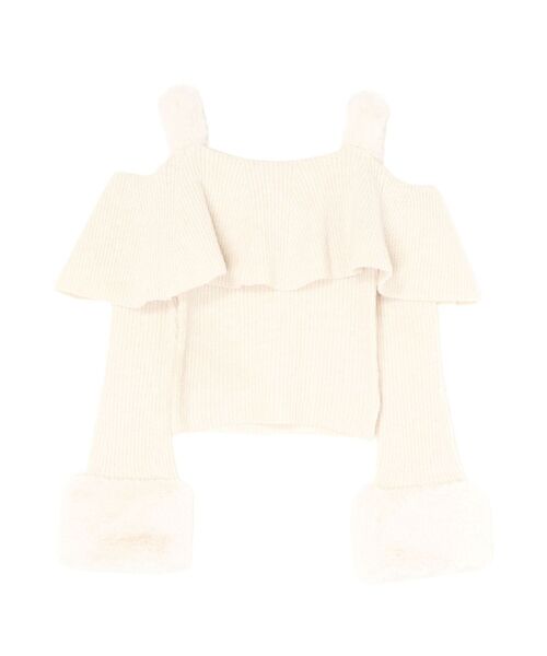 EATME（イートミー）の「フェイクファーストラップオフショルダーリブニット（ニット/セーター・レディース・アイボリー/ブラック・FREE）」の18枚目の写真