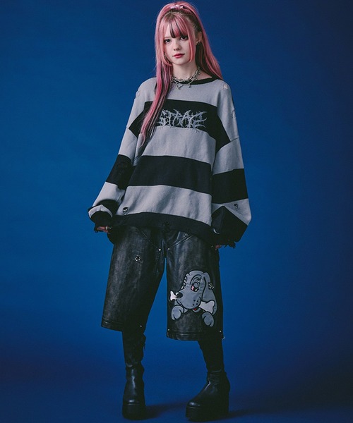 GALFY(ガルフィー)の「【GALFY/ガルフィー】バチバチピアスニット(ニット/セーター・メンズ・ブラック/ブラック系その他/ライトグレー・L/XL)」の17枚目の写真