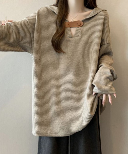 Flugge(フラッジー)の「フード付きニットソー(ニット/セーター・レディース・ベージュ/グレー・MEDIUM/LARGE)」の10枚目の写真