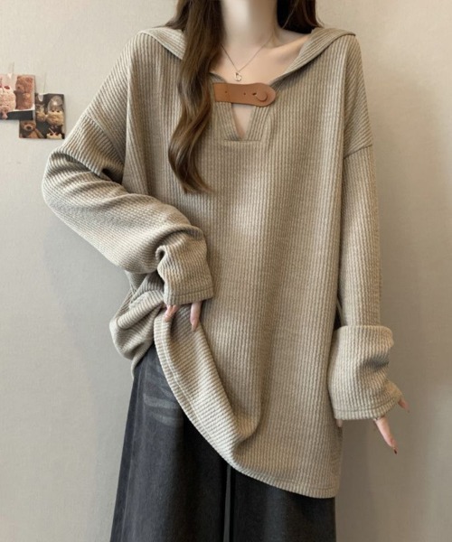 Flugge(フラッジー)の「フード付きニットソー(ニット/セーター・レディース・ベージュ/グレー・MEDIUM/LARGE)」の11枚目の写真
