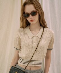 A3423 Parisienne net cardigan_Light beige