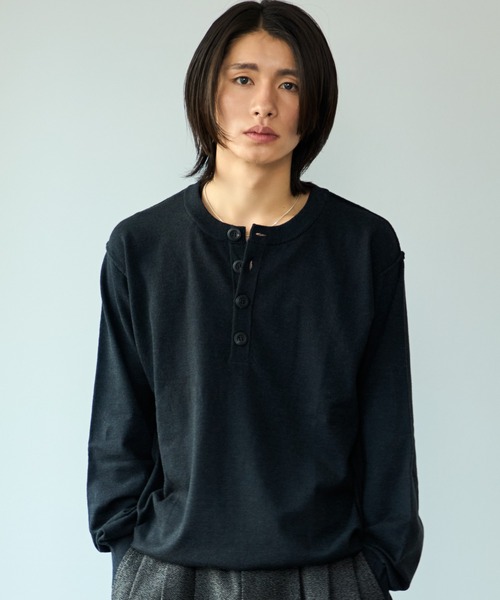 SINSS(シンス)の「High gauge henley neck knit / ハイゲージヘンリーネックニット(ニット/セーター・メンズ・ブラック/チャコール・X-SMALL/LARGE/MEDIUM/SMALL)」の6枚目の写真