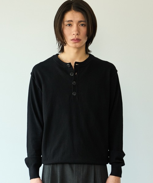 SINSS(シンス)の「High gauge henley neck knit / ハイゲージヘンリーネックニット(ニット/セーター・メンズ・ブラック/チャコール・X-SMALL/LARGE/MEDIUM/SMALL)」の18枚目の写真