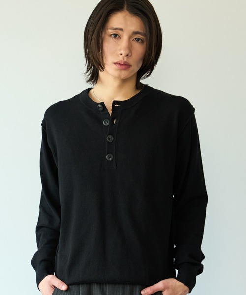 SINSS(シンス)の「High gauge henley neck knit / ハイゲージヘンリーネックニット(ニット/セーター・メンズ・ブラック/チャコール・X-SMALL/LARGE/MEDIUM/SMALL)」の19枚目の写真