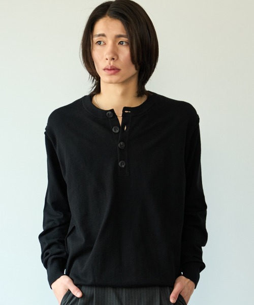 SINSS(シンス)の「High gauge henley neck knit / ハイゲージヘンリーネックニット(ニット/セーター・メンズ・ブラック/チャコール・X-SMALL/LARGE/MEDIUM/SMALL)」の21枚目の写真