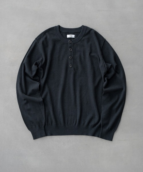 High gauge henley neck knit / ハイゲージヘンリーネックニット