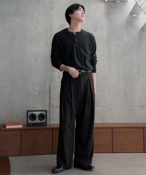 High gauge henley neck knit / ハイゲージヘンリーネックニット