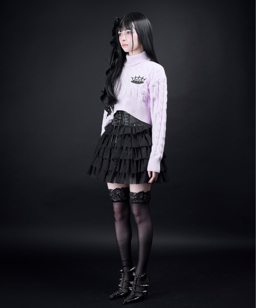 AVENCHUMU(アバンチュウム)の「Brass knuckle cable knit tops(ニット/セーター・レディース・ホワイト/ピンク/ブラック・FREE)」の10枚目の写真