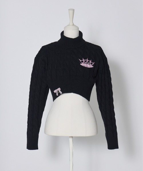 AVENCHUMU(アバンチュウム)の「Brass knuckle cable knit tops(ニット/セーター・レディース・ホワイト/ピンク/ブラック・FREE)」の12枚目の写真