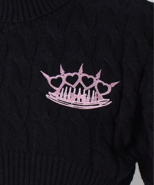 AVENCHUMU(アバンチュウム)の「Brass knuckle cable knit tops(ニット/セーター・レディース・ホワイト/ピンク/ブラック・FREE)」の16枚目の写真