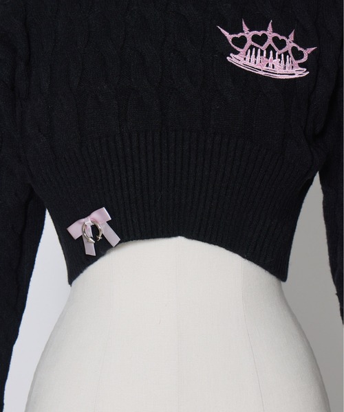 AVENCHUMU(アバンチュウム)の「Brass knuckle cable knit tops(ニット/セーター・レディース・ホワイト/ピンク/ブラック・FREE)」の18枚目の写真