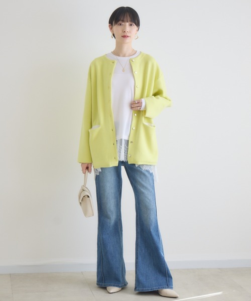 Paradise Picnic（パラダイスピクニック）の「ダブルフェイスニットカーディガン（カーディガン/ボレロ・レディース・チャコールグレー/アイボリー/イエロー・FREE）」の17枚目の写真