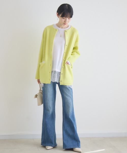 Paradise Picnic（パラダイスピクニック）の「ダブルフェイスニットカーディガン（カーディガン/ボレロ・レディース・チャコールグレー/アイボリー/イエロー・FREE）」の18枚目の写真