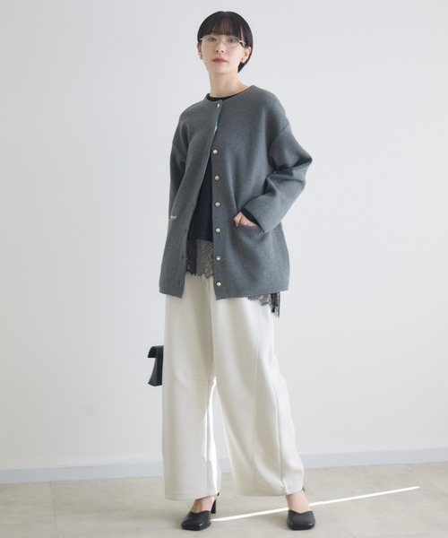 Paradise Picnic（パラダイスピクニック）の「ダブルフェイスニットカーディガン（カーディガン/ボレロ・レディース・チャコールグレー/アイボリー/イエロー・FREE）」の11枚目の写真