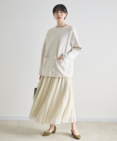 Paradise Picnic（パラダイスピクニック）の「ダブルフェイスニットカーディガン（カーディガン/ボレロ・レディース・チャコールグレー/アイボリー/イエロー・FREE）」の5枚目の写真