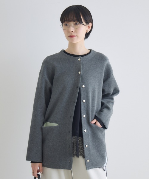 Paradise Picnic（パラダイスピクニック）の「ダブルフェイスニットカーディガン（カーディガン/ボレロ・レディース・チャコールグレー/アイボリー/イエロー・FREE）」の13枚目の写真