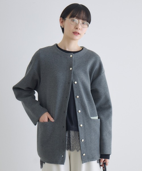 Paradise Picnic（パラダイスピクニック）の「ダブルフェイスニットカーディガン（カーディガン/ボレロ・レディース・チャコールグレー/アイボリー/イエロー・FREE）」の15枚目の写真