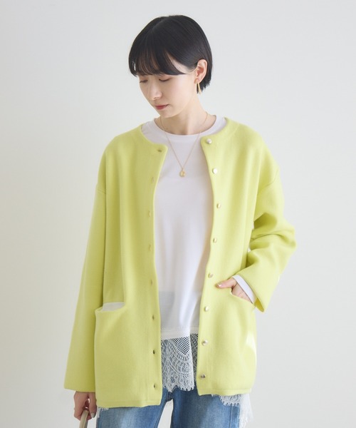 Paradise Picnic（パラダイスピクニック）の「ダブルフェイスニットカーディガン（カーディガン/ボレロ・レディース・チャコールグレー/アイボリー/イエロー・FREE）」の20枚目の写真