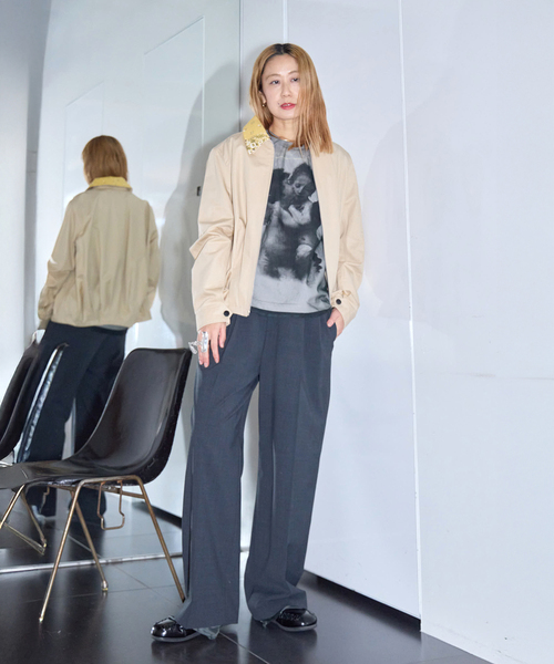 CITYSHOP（シティーショップ）の「LAYERED LIKE SLACKS：パンツ（スラックス・レディース・ブラック/グレー・38/36）」の4枚目の写真