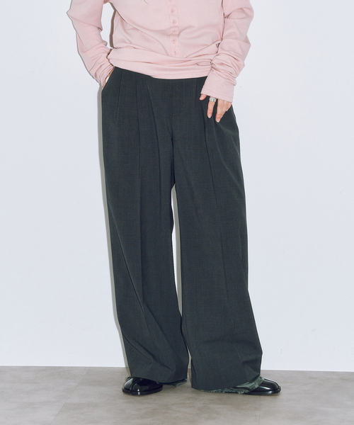 CITYSHOP（シティーショップ）の「LAYERED LIKE SLACKS：パンツ（スラックス・レディース・ブラック/グレー・38/36）」の5枚目の写真