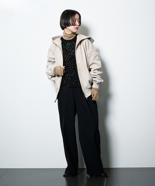 CITYSHOP（シティーショップ）の「LAYERED LIKE SLACKS：パンツ（スラックス・レディース・ブラック/グレー・38/36）」の11枚目の写真