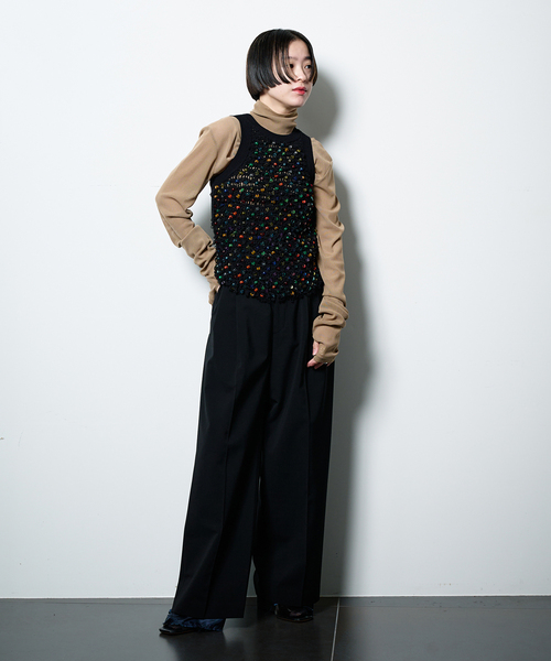 CITYSHOP（シティーショップ）の「LAYERED LIKE SLACKS：パンツ（スラックス・レディース・ブラック/グレー・38/36）」の12枚目の写真