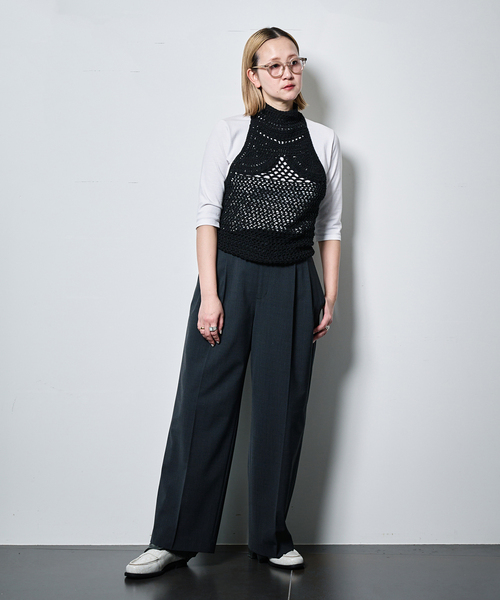 CITYSHOP（シティーショップ）の「LAYERED LIKE SLACKS：パンツ（スラックス・レディース・ブラック/グレー・38/36）」の14枚目の写真