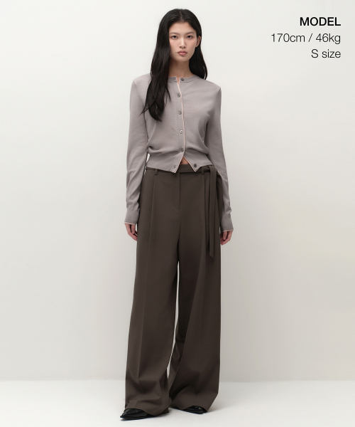MUSINSA STANDARD WOMAN（ムシンサスタンダードウーマン）の「ウィメンズレイヤードラウンドネックカーディガン[ライトグレー]（カーディガン/ボレロ・レディース・その他・SMALL/MEDIUM/LARGE/X-SMALL）」の5枚目の写真