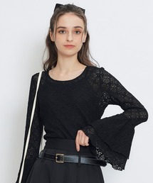 REDYAZEL | ボリュームスリーブシアーレースブラウス×ベーシックキャミソール(Tシャツ/カットソー)