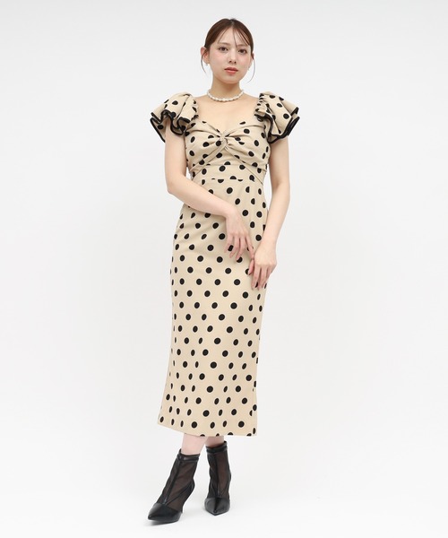 ROYAL PARTY(ロイヤルパーティー)の「ラッフルドットレディドレス(ワンピース・レディース・ブラック/オフホワイト/ベージュ・FREE)」の13枚目の写真