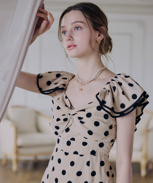 ROYAL PARTY(ロイヤルパーティー)の「ラッフルドットレディドレス(ワンピース・レディース・ブラック/オフホワイト/ベージュ・FREE)」の21枚目の写真