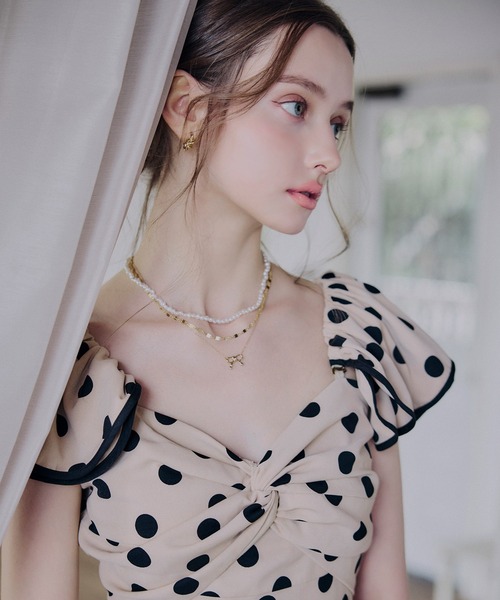ROYAL PARTY(ロイヤルパーティー)の「ラッフルドットレディドレス(ワンピース・レディース・ブラック/オフホワイト/ベージュ・FREE)」の22枚目の写真