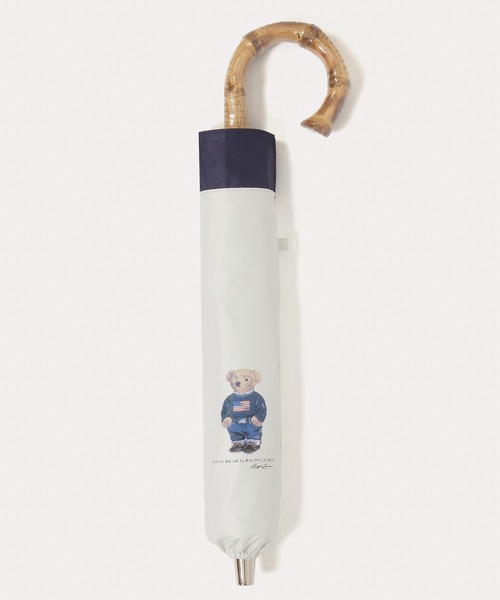 POLO RALPH LAUREN(ポロ ラルフ ローレン)の「【WEB限定】遮光100% 晴雨兼用 折りたたみ日傘 竹手元 切り継ぎ ”ワンポイント”(折りたたみ傘・レディース・ベージュ/ネイビー/ホワイト×ネイビー/オフホワイト・FREE)」の17枚目の写真