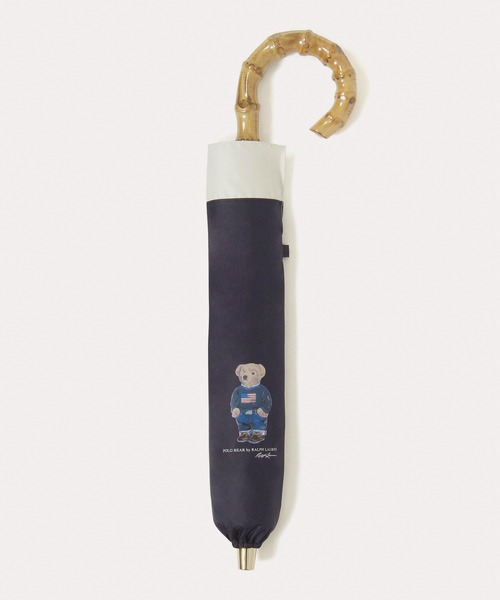 POLO RALPH LAUREN(ポロ ラルフ ローレン)の「【WEB限定】遮光100% 晴雨兼用 折りたたみ日傘 竹手元 切り継ぎ ”ワンポイント”(折りたたみ傘・レディース・ベージュ/ネイビー/ホワイト×ネイビー/オフホワイト・FREE)」の10枚目の写真