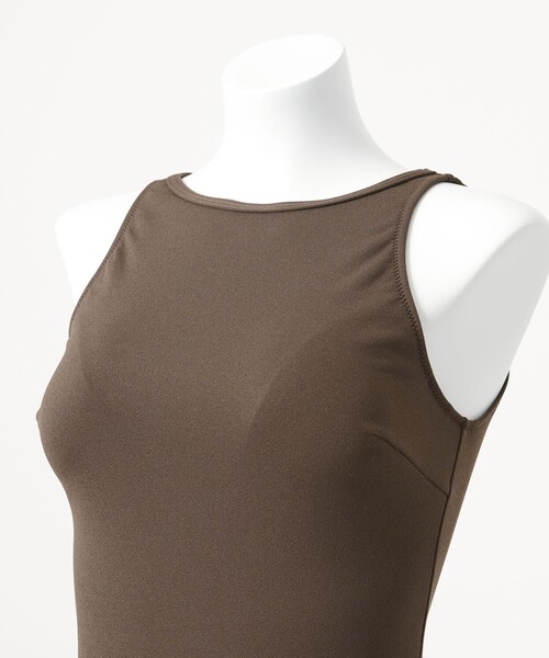 green label relaxing（グリーンレーベルリラクシング）の「ジョーゼット風 バックオープン オールインワン スイムウェア / 水着（水着・レディース・オフホワイト/ブラック/ダークブラウン・FREE）」の7枚目の写真