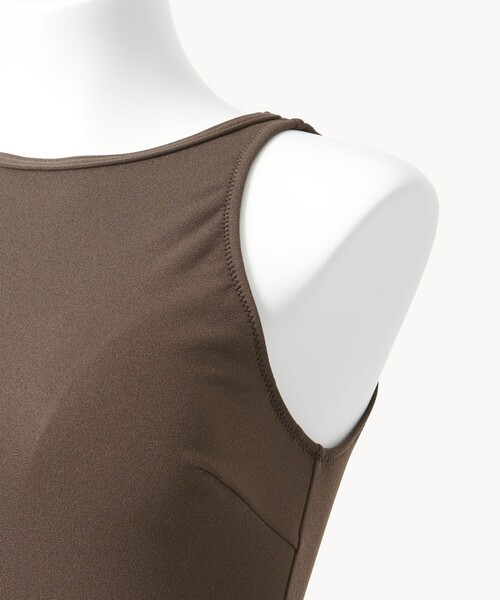 green label relaxing（グリーンレーベルリラクシング）の「ジョーゼット風 バックオープン オールインワン スイムウェア / 水着（水着・レディース・オフホワイト/ブラック/ダークブラウン・FREE）」の8枚目の写真