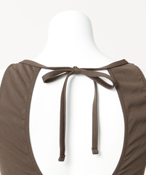 green label relaxing（グリーンレーベルリラクシング）の「ジョーゼット風 バックオープン オールインワン スイムウェア / 水着（水着・レディース・オフホワイト/ブラック/ダークブラウン・FREE）」の9枚目の写真