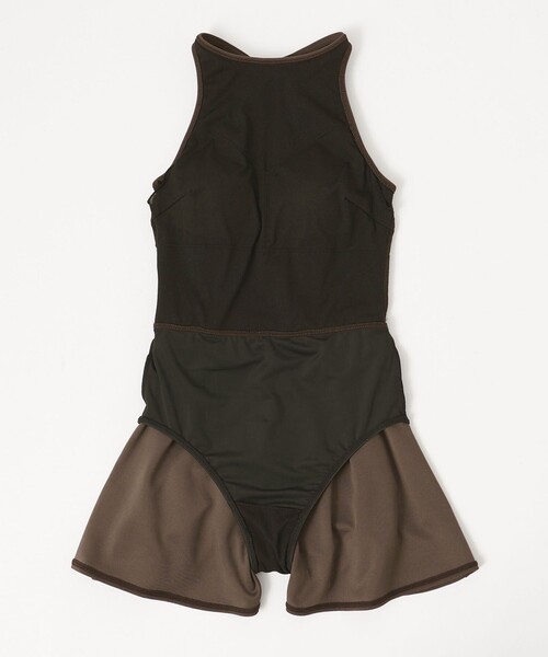 green label relaxing（グリーンレーベルリラクシング）の「ジョーゼット風 バックオープン オールインワン スイムウェア / 水着（水着・レディース・オフホワイト/ブラック/ダークブラウン・FREE）」の11枚目の写真