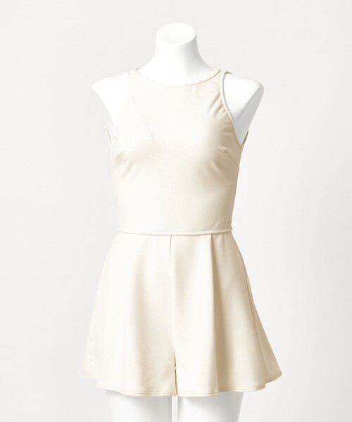 green label relaxing（グリーンレーベルリラクシング）の「ジョーゼット風 バックオープン オールインワン スイムウェア / 水着（水着・レディース・オフホワイト/ブラック/ダークブラウン・FREE）」の15枚目の写真