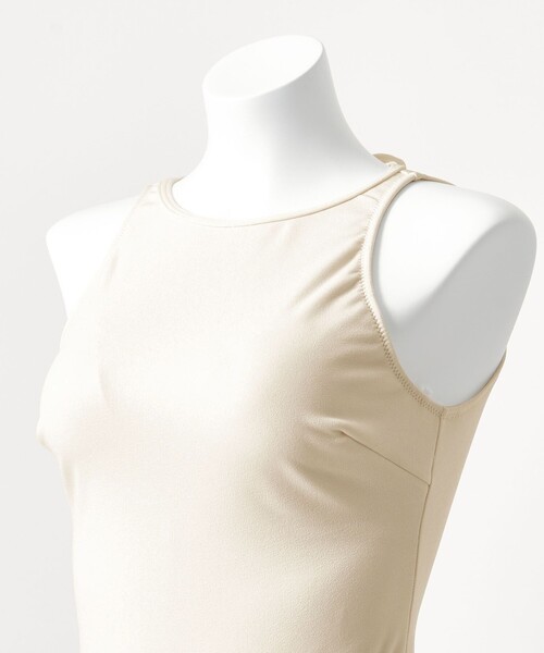 green label relaxing（グリーンレーベルリラクシング）の「ジョーゼット風 バックオープン オールインワン スイムウェア / 水着（水着・レディース・オフホワイト/ブラック/ダークブラウン・FREE）」の16枚目の写真