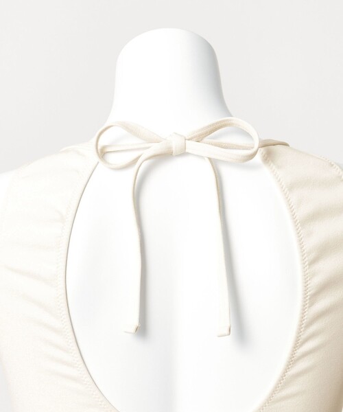 green label relaxing（グリーンレーベルリラクシング）の「ジョーゼット風 バックオープン オールインワン スイムウェア / 水着（水着・レディース・オフホワイト/ブラック/ダークブラウン・FREE）」の17枚目の写真