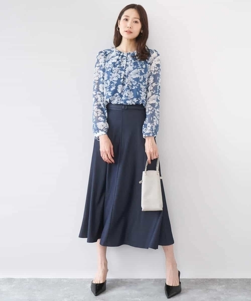 MK MICHEL KLEIN（エムケーミッシェルクラン）の「花柄シフォンブラウス/洗える（シャツ/ブラウス・レディース・ブルー/ネイビー・38）」の22枚目の写真